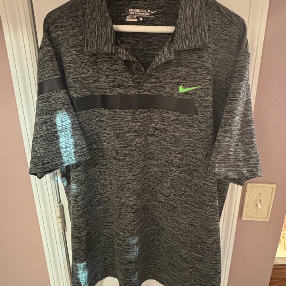 Nike Men's Heathered Black Polo Shirt